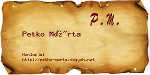 Petko Márta névjegykártya